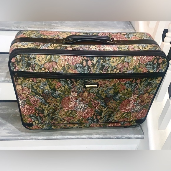 Verdi Vintage 90s Floral Tapestry Luggage matching set of 4 suit case vacation - Picture 3 of 15